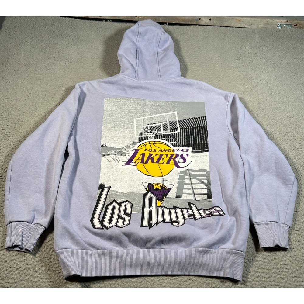 NBA Los Angeles Lakers Hoodie Mens Small Purple Basketball Graphic Fleece Lined